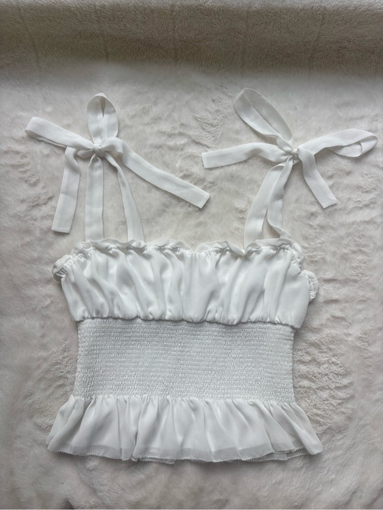 Wilfred Other - Wilfred White Strapless Ruffled Bandeau Top